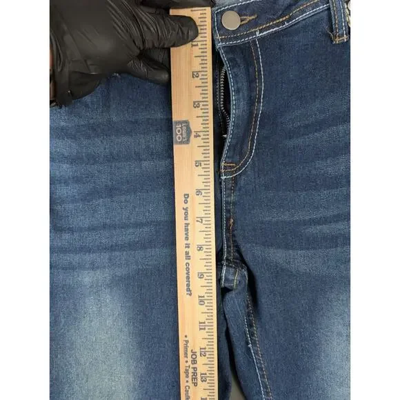 New Harper & Ivy Y2K Juniors 1 Rhinestone Pocket Dark Blue Flare Denim Size 13 - Picture 12 of 12